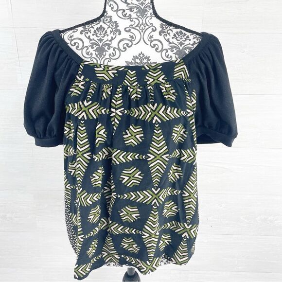 Anthropologie Maeve Catania Puff Sleeve Geometric Shift Top - Picture 4 of 10